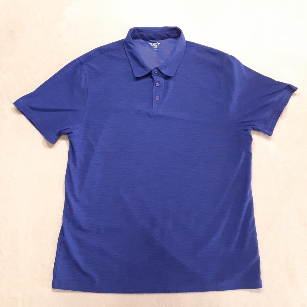 Old Navy Mens Active Polo Shirt Large Blue Breathe On Performance